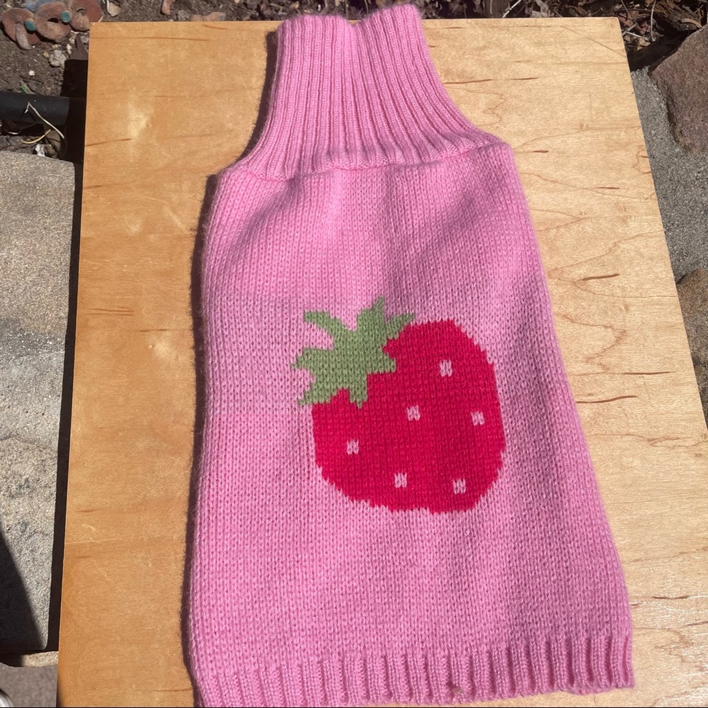 Pink Strawberry Dog Sweater